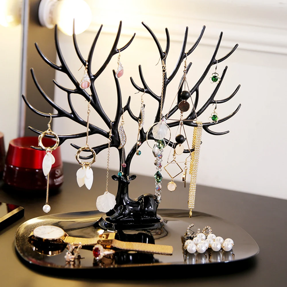  Cute Deer Earrings Jewelry Display Tree of Life Necklace Rings Jewelry Displays Stand Tray Tree Sto
