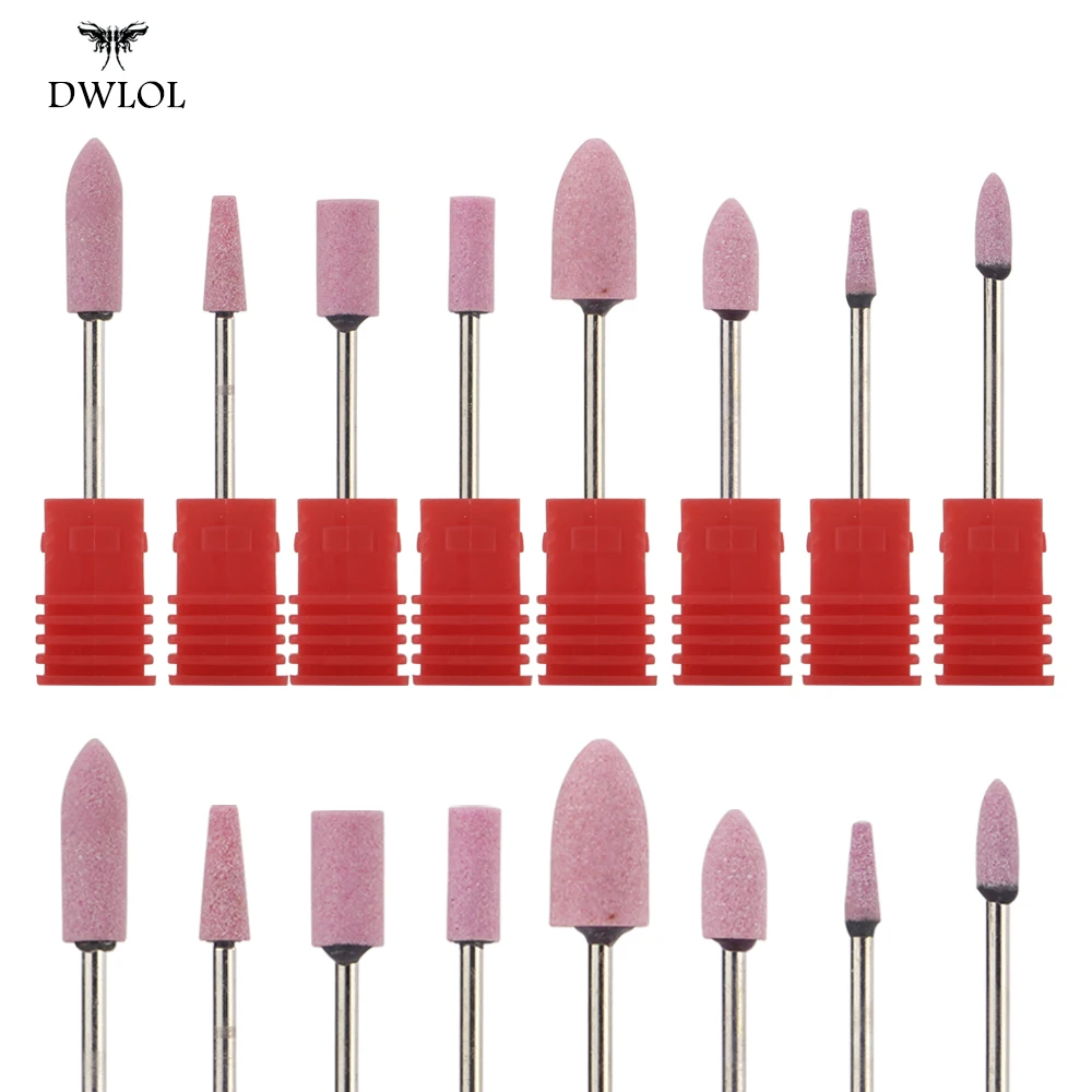 Brocas de cerámica para manicura y pedicura, accesorios de taladro eléctrico de 8 tipos de pedernal para cortaúñas de fresado