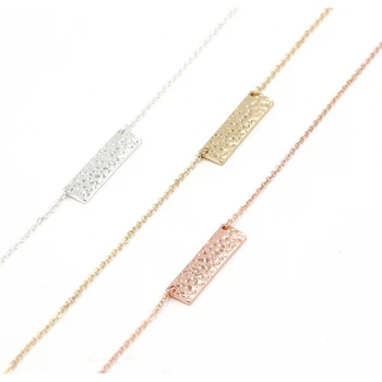 

Metal Rectangle Surface Choker Hot Selling Harmmer Surface Pendant Necklace Women Gift Fashion Jewelry Wholesale