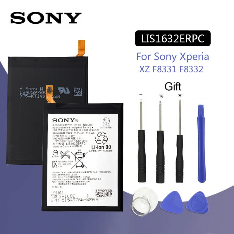 

SONY Original LIS1632ERPC Phone Battery 2900mAh For SONY Xperia XZ F8331 F8332 DUAL Replacement Batteria + Free Tools