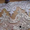 Tissu à paillettes, 1 Yard, blanc, ivoire, rouge, fleur, Venise, maille en dentelle, artisanat de couture appliqué, pour décoration de mariage ► Photo 1/5