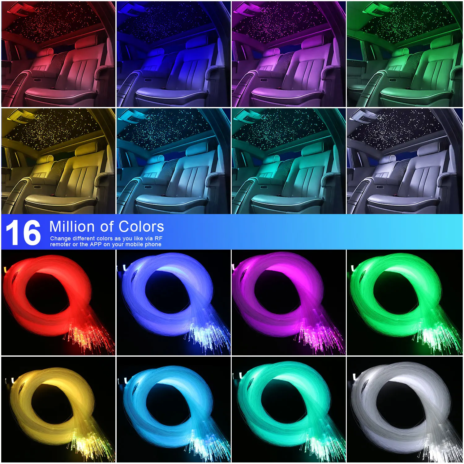 10W RGBW Twinkle Fiber Optic Light Engine Bluetooth APP Music Control with RF remote Star Ceiling LED Lights Source Driver
