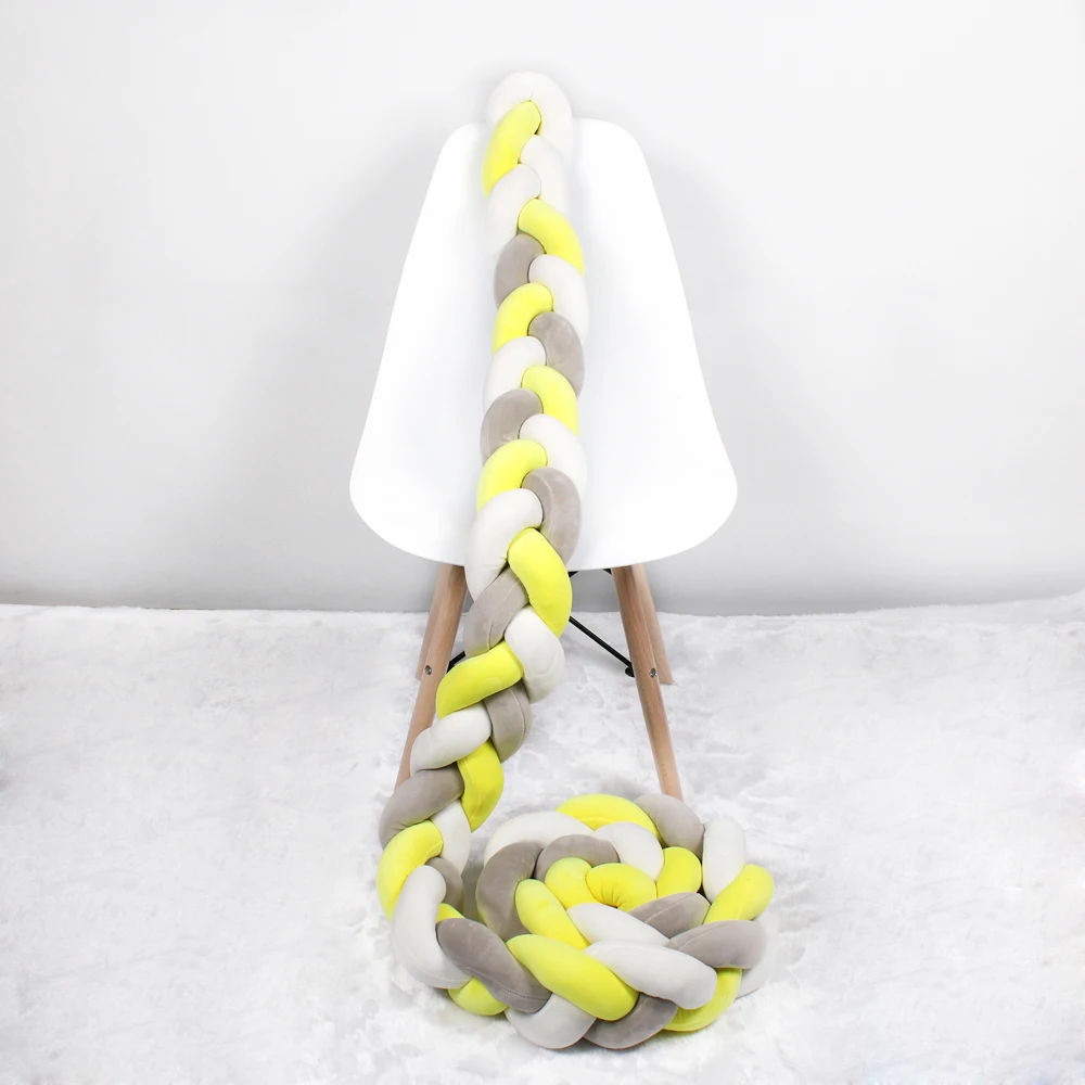 2.5M 3M Length Knot Newborn Bumper Long Knotted Braid Pillow Baby Bed Bumper in the Soft Crib Infant Room Decor