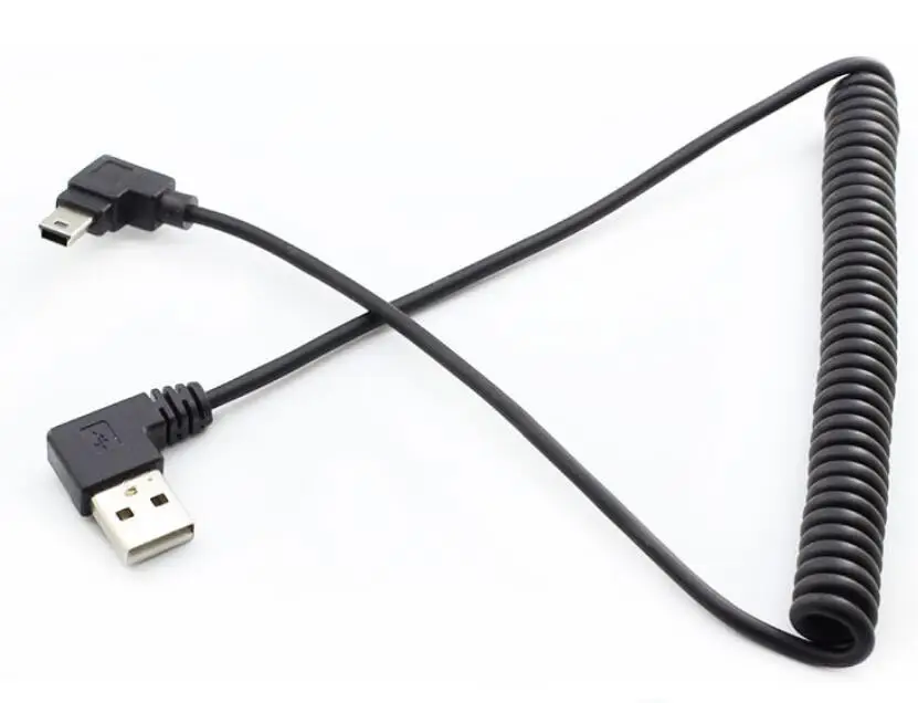 Зарядный кабель для передачи данных с левым углом mini B на левый угол USB A