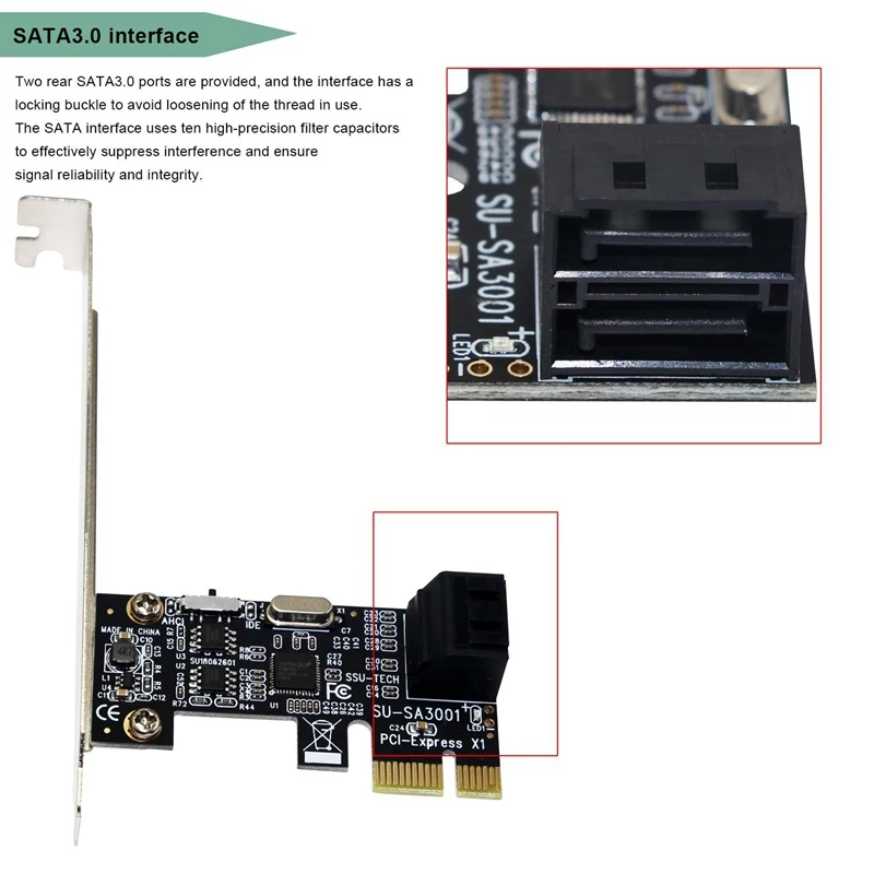 Pci-E к Sata3.0 2 порта Плата расширения мини Pcie к Sata 3,0 интерфейс адаптера преобразования для Ssd Загрузочная система Riser контроллер
