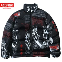 Aelfric/японская куртка в стиле хип-хоп; парка; Повседневная теплая куртка с принтом с героями мультфильмов; пальто; коллекция года; Harajuku; уличная одежда; Мужская ветровка; верхняя одежда