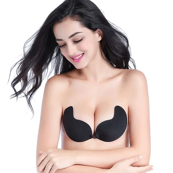 

Fly Bra Strapless Silicone Push Up Invisible Bra Self Adhesive Backless Bralette Lift Bralette Plus Size Seamless Bras Black C