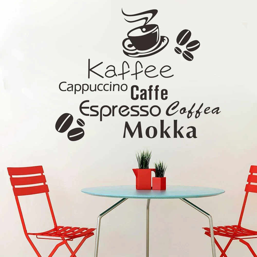 Настенные Стикеры для кафе цитаты все виды кофейная чашка кофейные зерна
