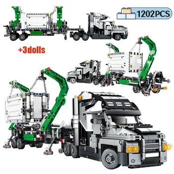

1202pcs City Big Truck Mark Container Vehicles Buiding Blocks Technic Engineering Car Figures Bricks Toys For Children