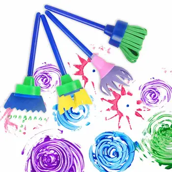 

5PCs DIY Flower Graffiti Sponge Brush Painting Tools Funny Imagination Toy Art Brushes for Children Kids Educational Drawing