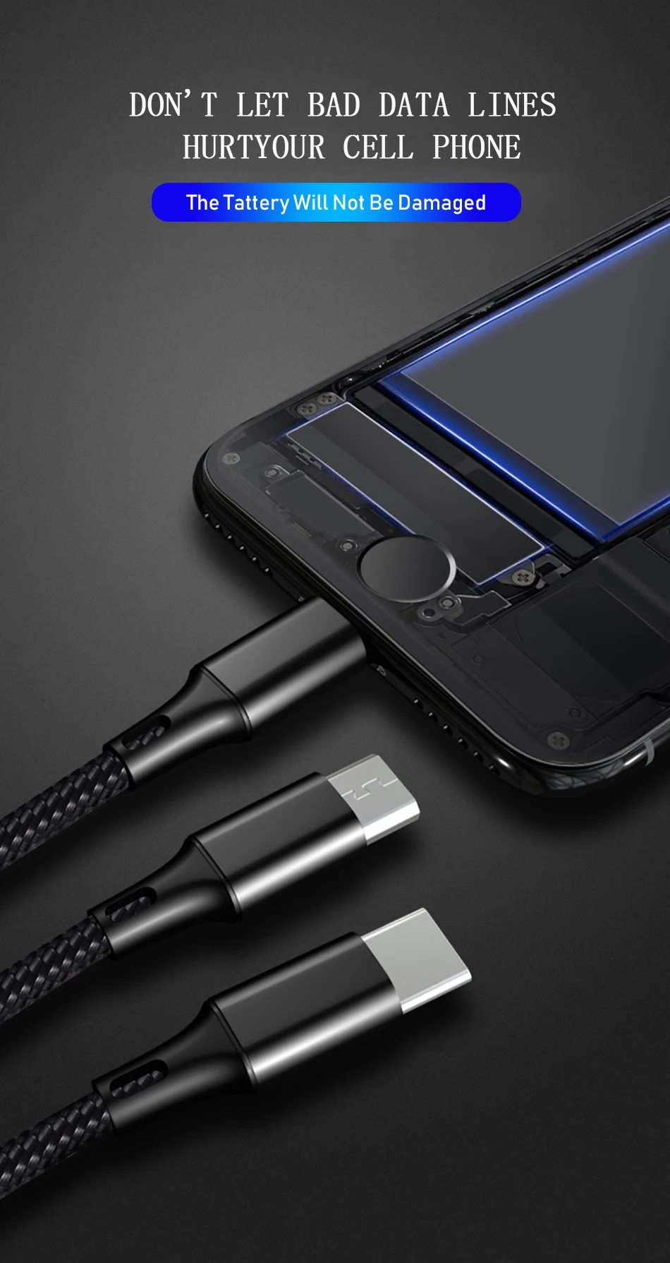 Usb type C Micro USB кабель 8pin для iPhone X 8 7 6s samsung huawei P30 Xiaomi Android мобильный телефон Быстрая зарядка USB-C провод шнур