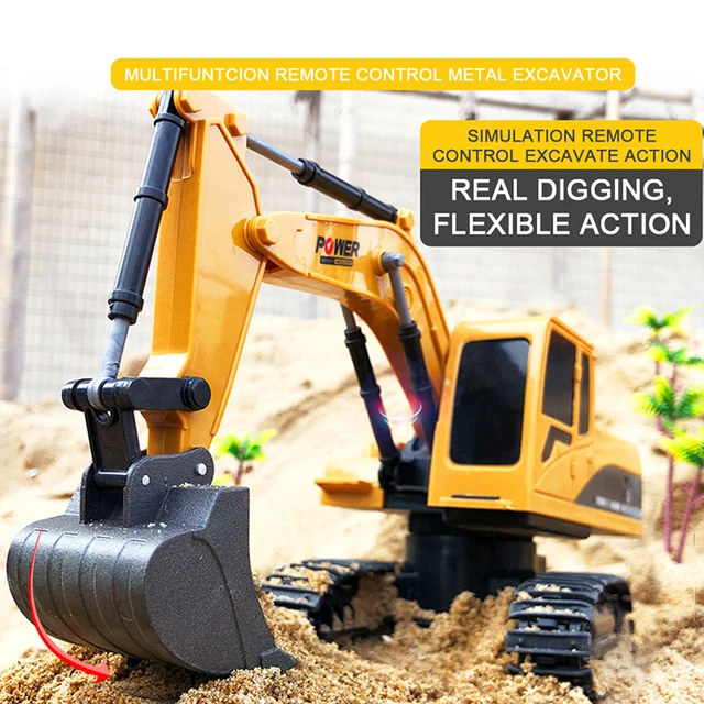 1/24 RC Truck Toys Alloy RC Excavator metal 2.4G Remote Control Bulldozer Model Engineering Car Toy For Boys Kids Christmas Gift 2
