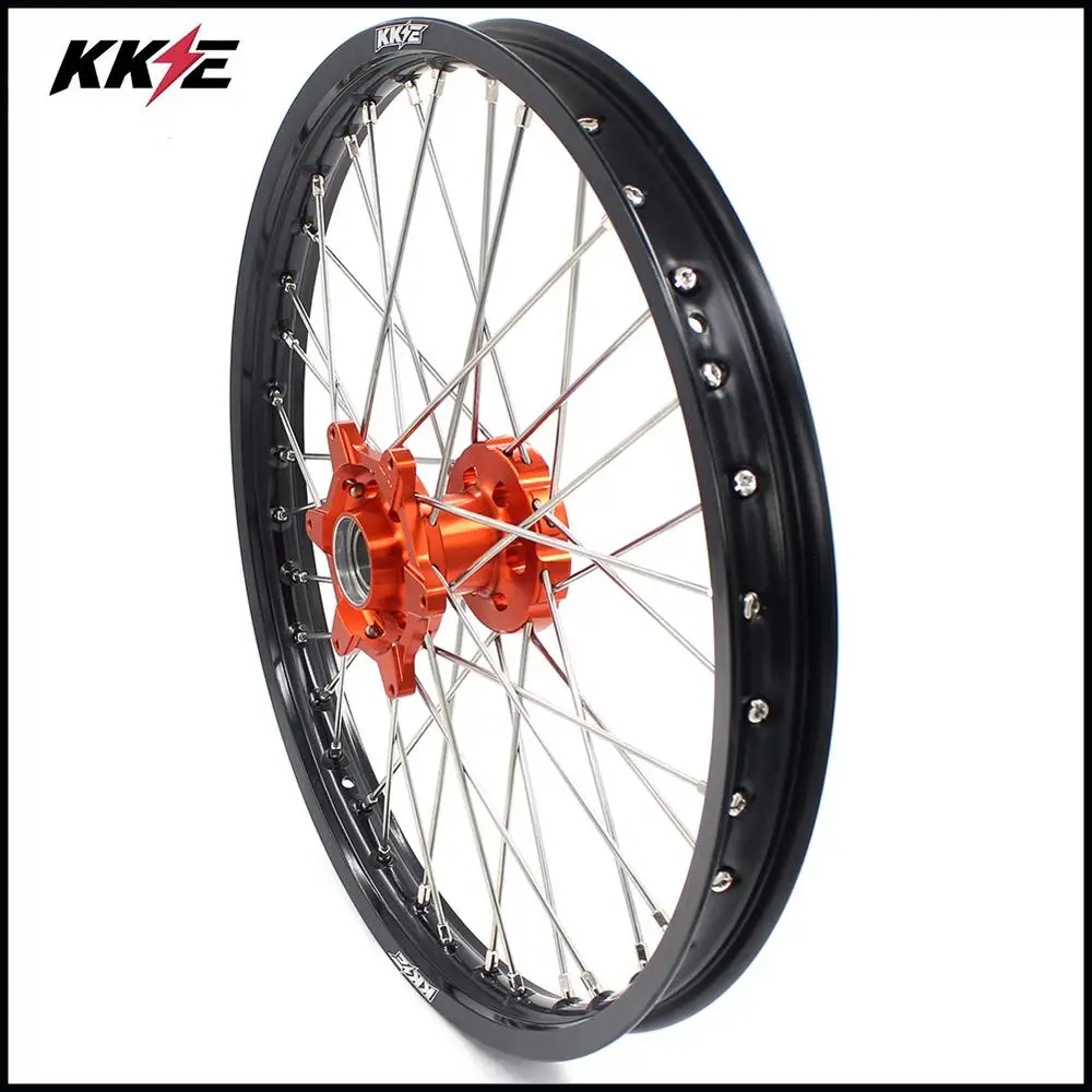 Набор колес KKE 21 & 19 MX для SX XC W SXF 125 150 250 350 450 505 300 2003 2021 оранжевая втулка|spoke