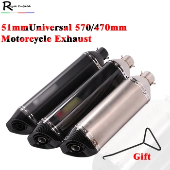

51mm Universal 570mm For XMAX 300 TMAX530 ATV Z1000 Ninja 650 Motorcycle Exhaust Escape Modified Muffler Pipe DB Killer Silencer