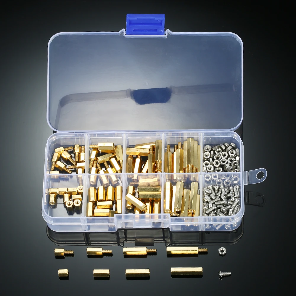 

Hot 180 Pieces Male Female Screws Hex Brass Spacers Standoff Screws Nuts Nominal Assortment Kit (M2.5)