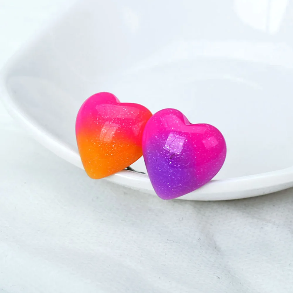 Ear Clip Earrings Clip Earrings Ear Clip Ear Accessories Non Pierced Women Resin Jewelry Big Heart Clip On Earrings Without Piercing Female Ear Cuff Earring