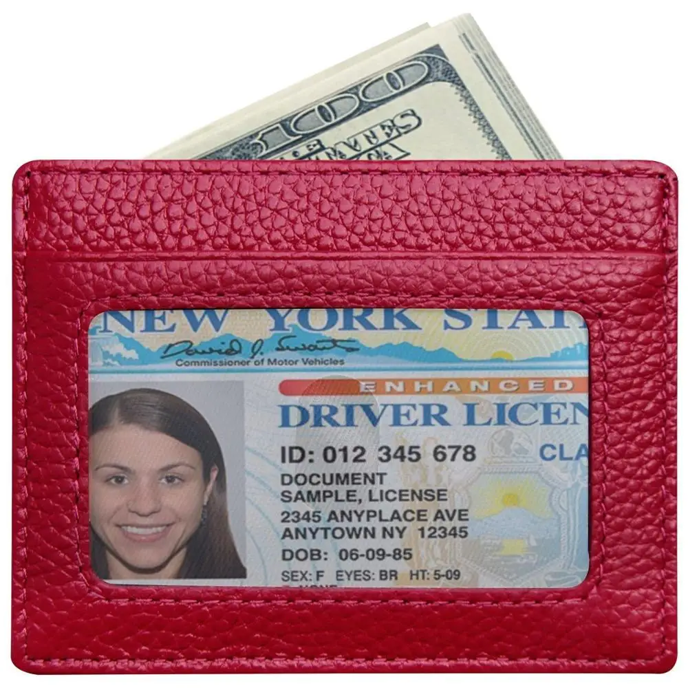 Genuine Leather Slim Credit Card Holder Women Leather Id Card Case