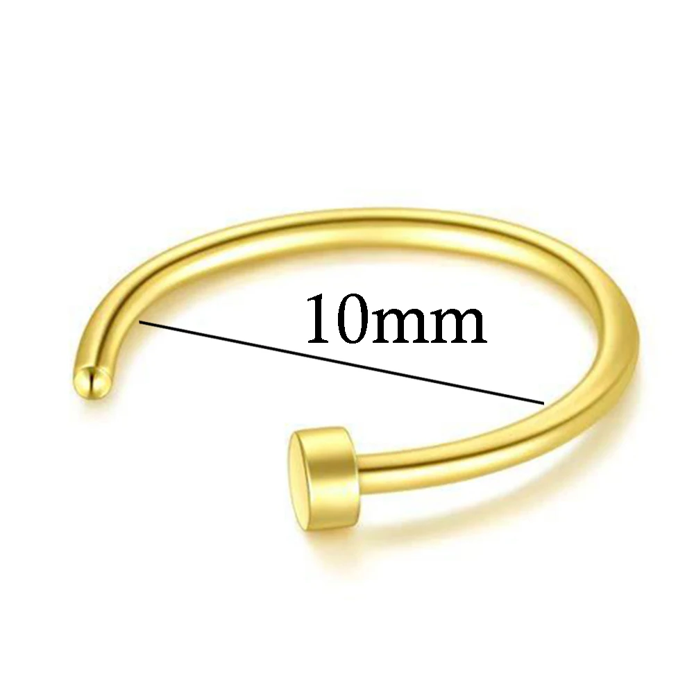 Новая медицинская титановая панк клипса для пирсинга тела носа губ кольца унисекс кольцо для носа женские ювелирные изделия для пирсинга перегородки - Окраска металла: 10mm Gold