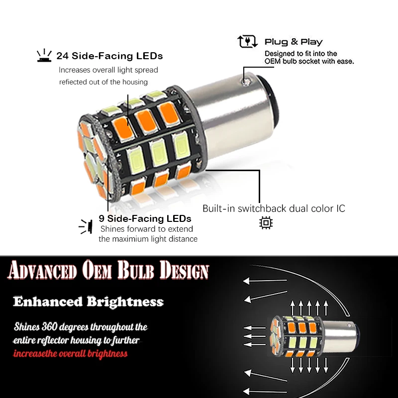 ġ  1157 BAY15D P21/5W  ÷ ȭƮ ڹ 33-SMD LED ,   DRL Ʈ,   õ