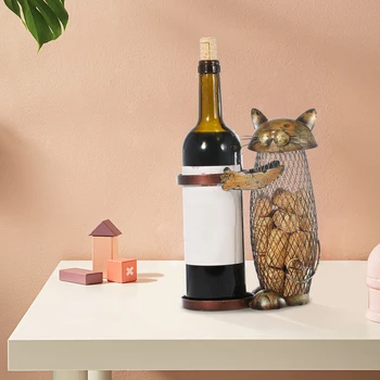 

VIGVIGO Cat Wine Rack Cork Container Bottle Wine Holder Kitchen Bar Metal Wine Craft Christmas Gift Handcraft Animal Wine Stand