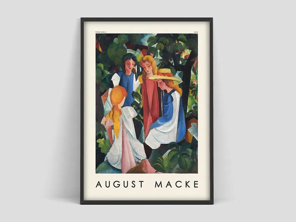 Плакат с четырьмя девушками August Macke художественная выставка Художественная