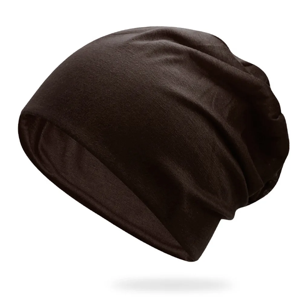 New Fashion Summer Women Men Stylish Beanie Hat Autumn Male Thin Soft Solid Color Stretch Cap Gorra Hombre 16 - Color: Coffee
