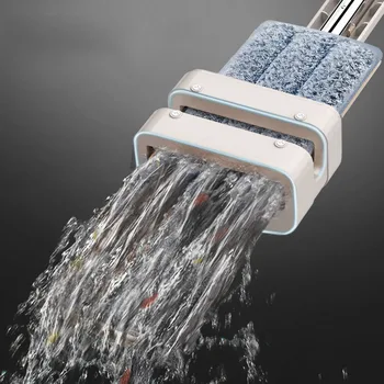 

2020 Double Scrape Free Hand Flat Mop Lazy Mop Magic Cleaner Self-wring Squeeze Mops Automatic Dehydration Household Cleaning