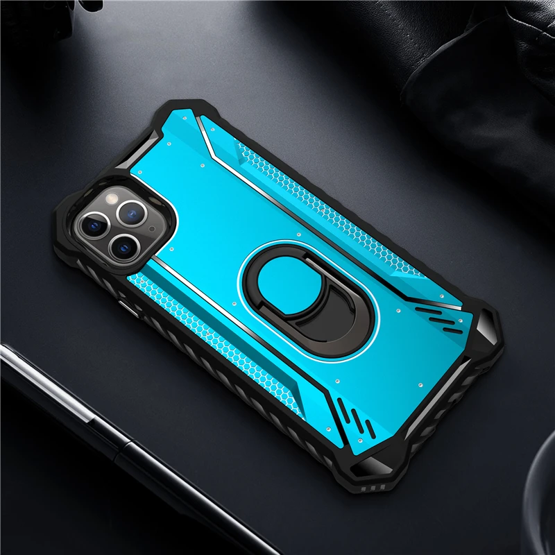 Противоударный металлический бронированный чехол, чехол для iPhone 11 Pro, прочный силиконовый чехол с кольцом, чехол для телефона для Apple iPhone 11 Pro Max, чехол