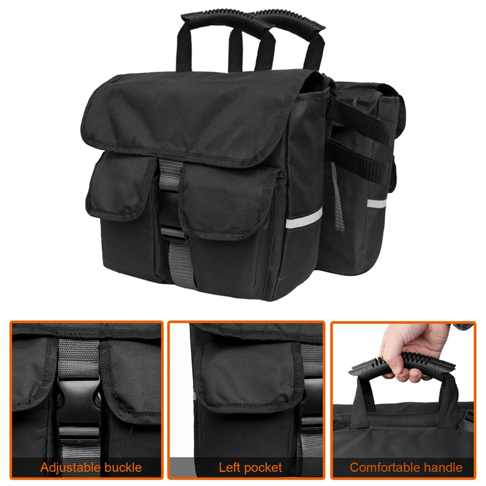 

Black Motorcycle Bicycle Saddlebag Rear Seat Backpack Detachable Backseat Saddle Bag