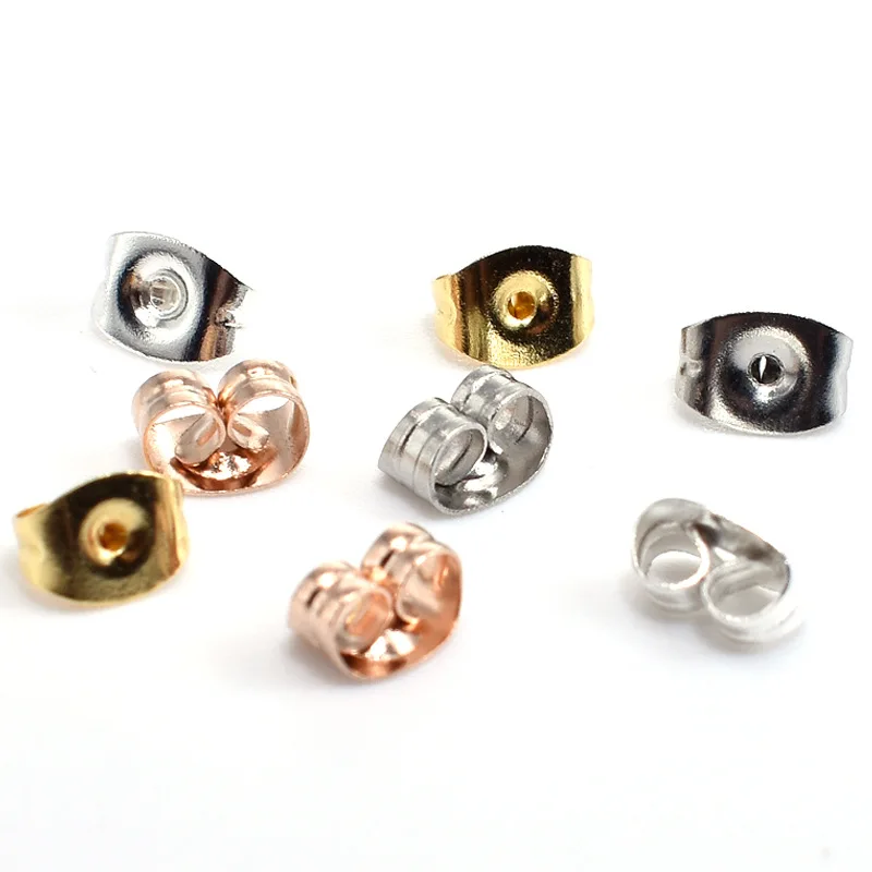 

100pcs/lot Stainless Steel Rose Gold Silver Color Butterfly Earring Stopper Fit DIY Stud Earrings Jewelry Marking Findings