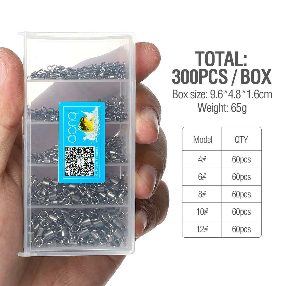 300Pcs DONQL 200/300/400/500/за штуку Рыба приманки рыболовные Нержавеющая сталь роликовые поворотные твердых серебряное кольцо рыболовный крючок Разъем - Цвет: 300Pcs