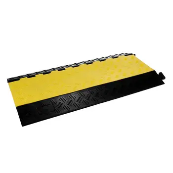

Black and Yellow 5 Channel Cable Protector Rubber Cable Protector Ramp Capacity 18,000 lbs