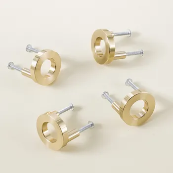 

Nordic entry Luxury brass circle double hole cabinet handles cupboard furniture wardrobe door kid's golden knobs drawer pulls