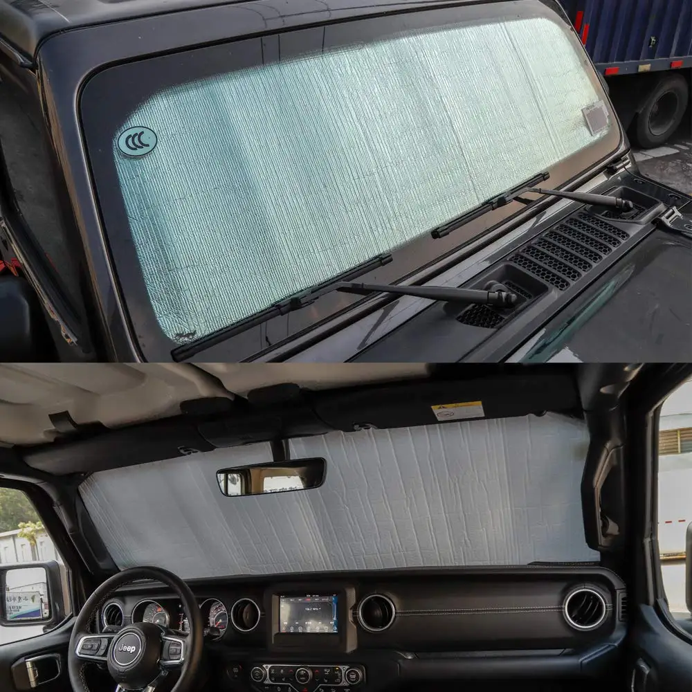 Для Jeep Wrangler JL+ лобовое стекло Солнцезащитная шторка тепловой щит солнцезащитный козырек коврик логотип черепа чехол для экрана