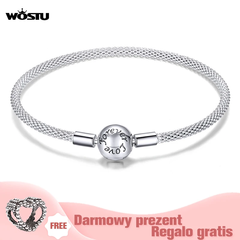 Женский браслет WOSTU из серебра 925 пробы с надписью Forever Love оригинальный бренд