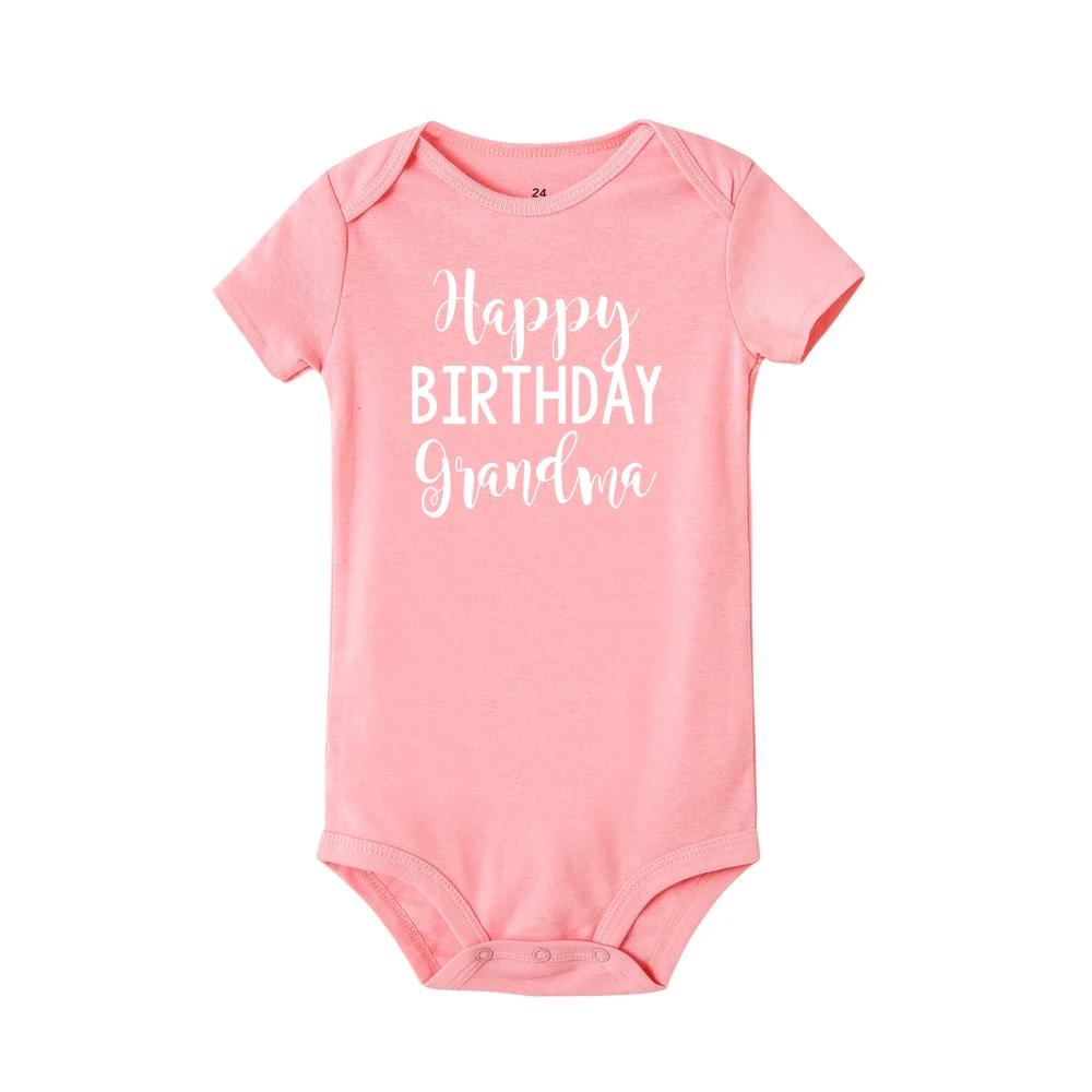 Боди унисекс с надписью «Happy Birthday» для маленьких мальчиков и девочек; хлопок; милые вечерние костюмы для малышей; модная одежда - Цвет: RL05-SRPPK-