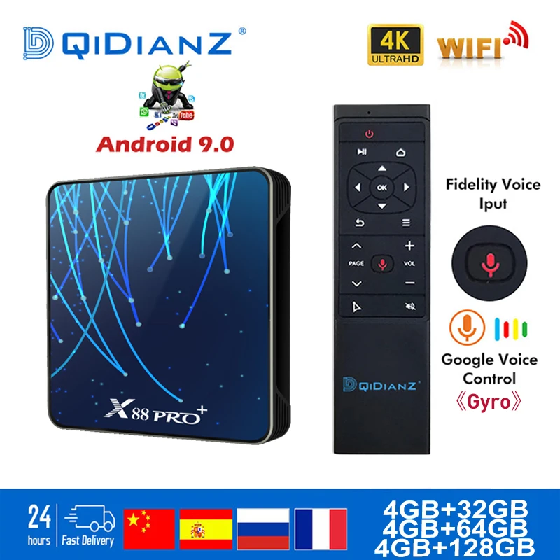 Смарт ТВ приставка Android 9 0 X88 PRO Plus Восьмиядерный процессор RK3368 голосовой помощник