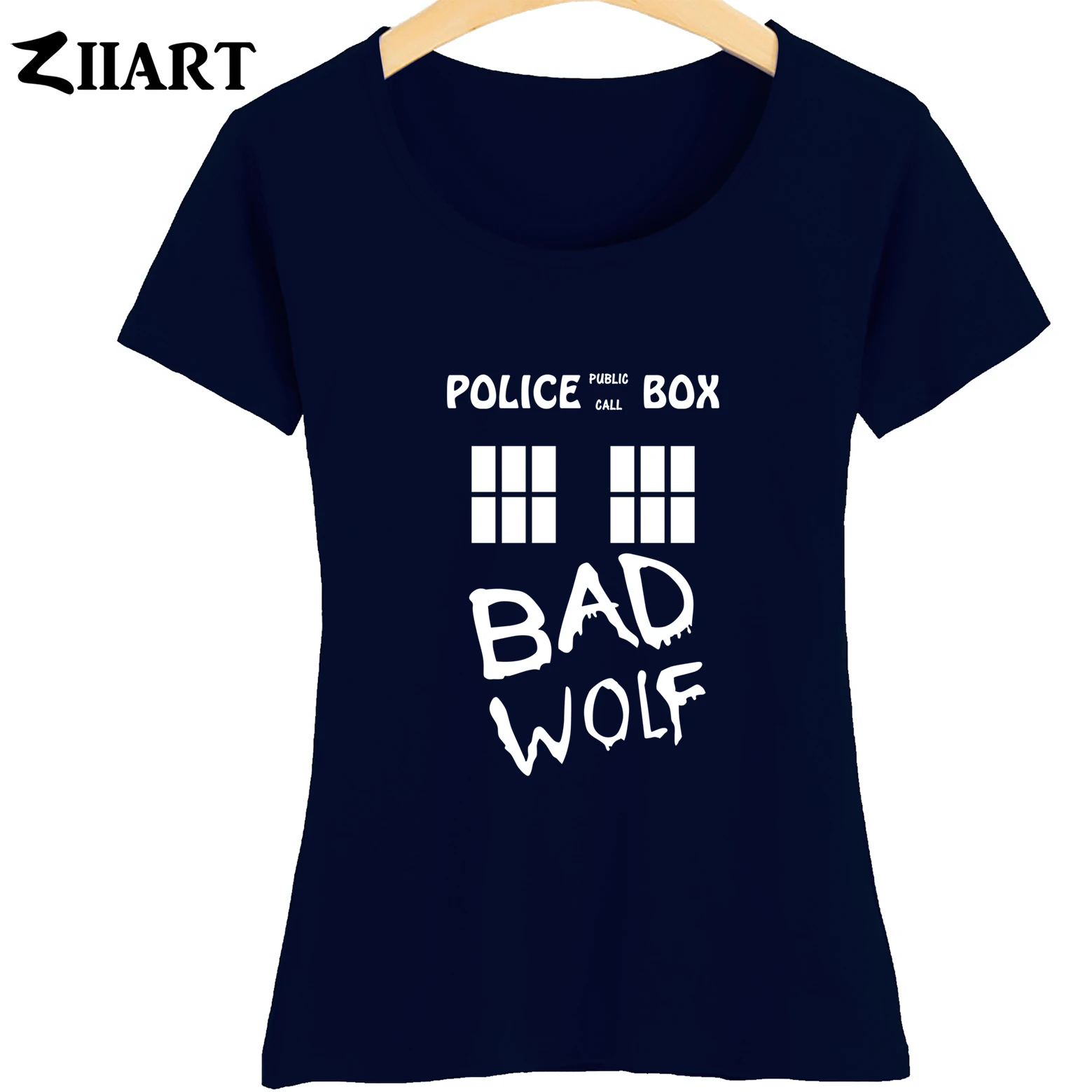 Doctor Who Bad Wolf TARDIS Police Box Public Call Woman Girl Cotton Summer Casual Short Sleeve T-shirt ZIIART | Женская одежда