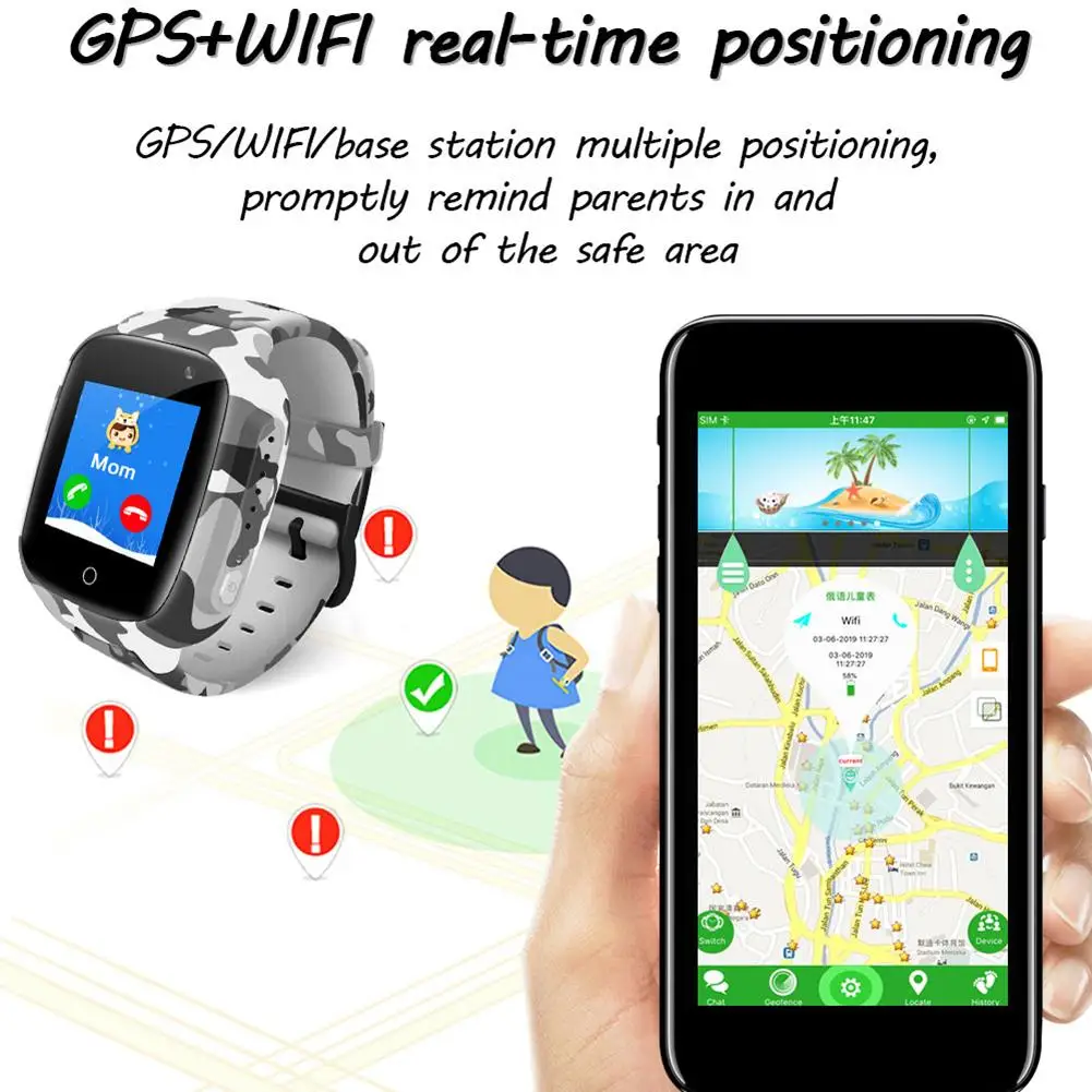 Смарт-часы Дети gps WiFi 600 мАч батарея Детские умные часы IP67 водонепроницаемый SOS для детей Поддержка взять видео подарок для мальчиков девочек