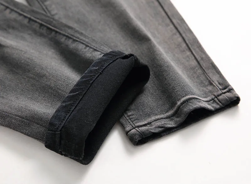KIOVNO мужские высокие уличные рваные джинсы брюки Slim Fit стрейч джинсовые брюки мужские Промытые модные