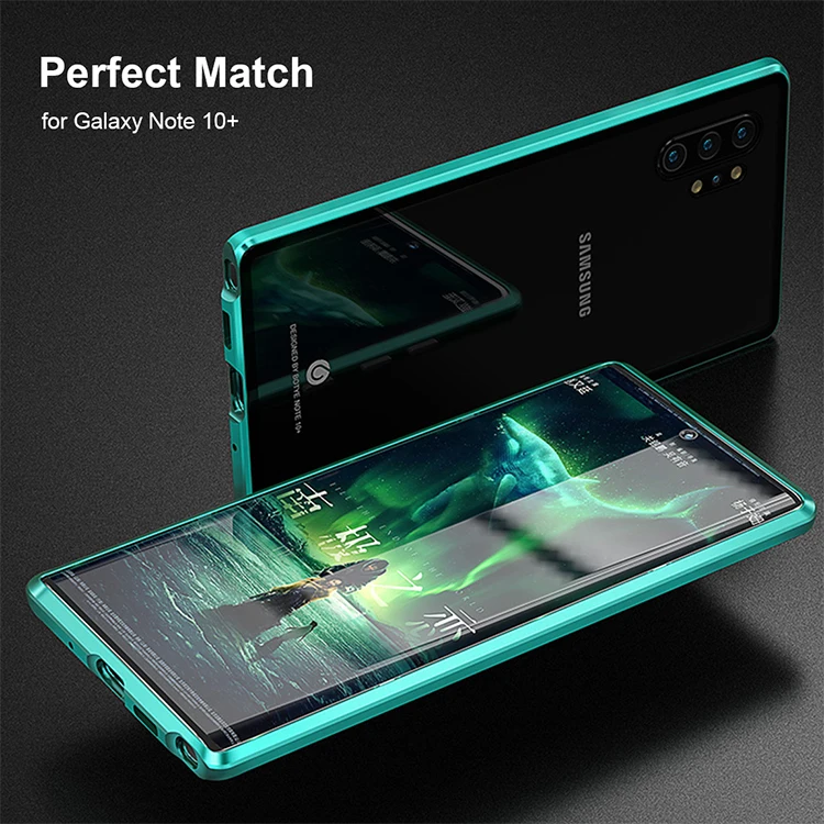 Металлический магнитный чехол для samsung Galaxy Note 10 Plus, чехол для телефона, армированный магнит с задней стеклянной защитой, чехол для Galaxy Note 10