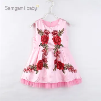 

2020 baby summer princess girl sleeveless rose embroidered dress