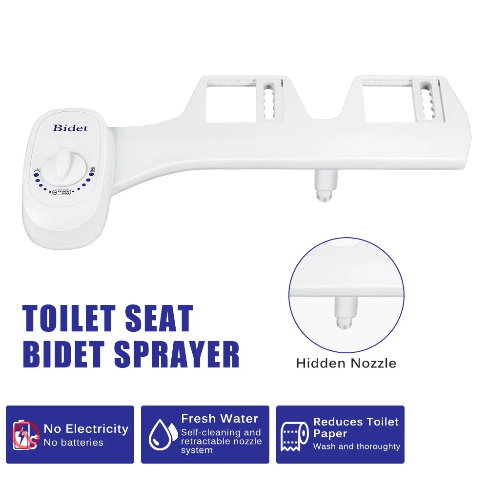 White Non-Electric Bidet Toilet Attachment