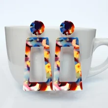 Индивидуальные трапециевидные Большие Длинные акриловые ацетатные Висячие серьги для женщин прямоугольные Черепаховые серьги ювелирные изделия