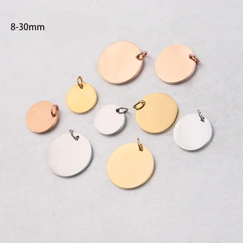 

100% Stainless Steel Blank Circle Tag Charm Pendant For Engrave Blank Round Metal Tag Mirror Polished Wholesale 20pcs