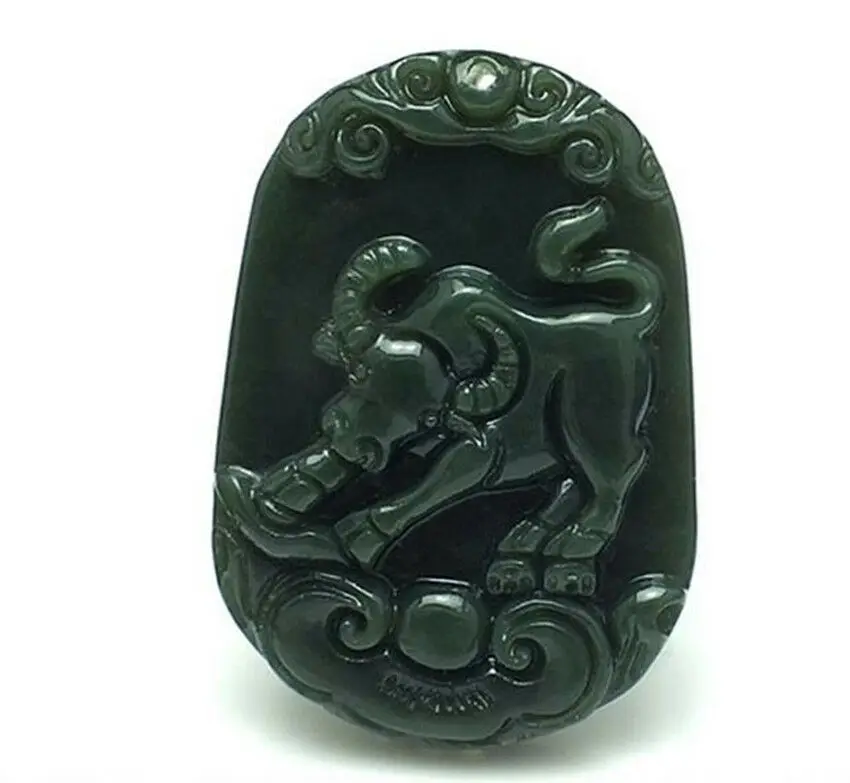 

Chinese Natural Hetian Jade Pendant Ox Talisman Animal Statue Small Gift