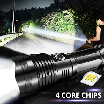 

LED Zoom Flashlight XHP70 Torch USB Rechargeable Waterproof Lamp Ultra Bright Outdoor Camping Powerful for Night Lighting
