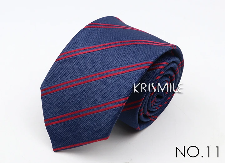 Neue klassische gestreifte Punkt-Krawatten für Männer, Jacquard, 7 cm, Polyester, schmale Krawatte, dünne Hochzeit, Bräutigam, Business-Krawatte, Anzug, Hemd, Geschenk – Detail 14
