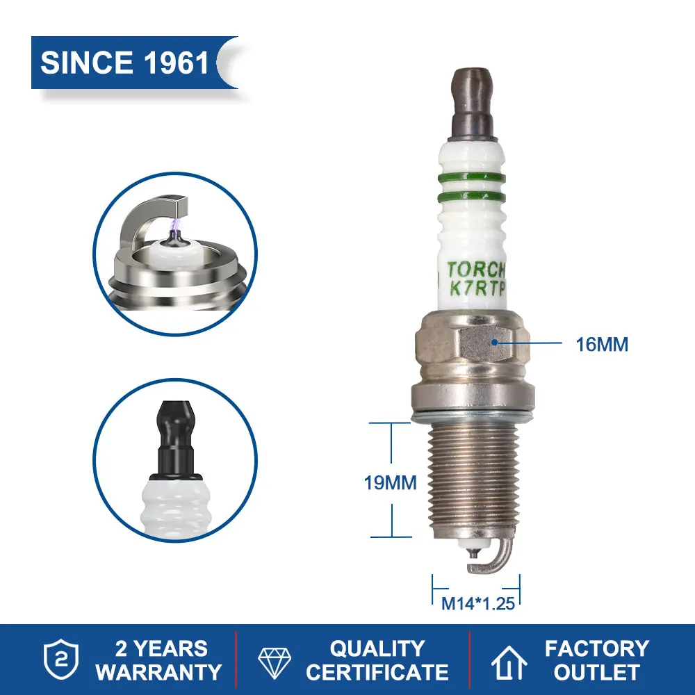 2-8PCS Platinum Spark Plug Torch K7RTP Replace for FR7DP-DEG