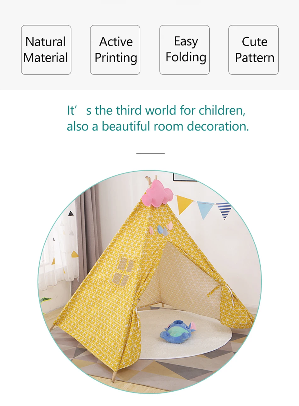 18 Types Baby Portable Canva Tipi Folding Indoor Children Tent Teepee Original Triangle Indian Kid Tent Wigwam Little Play House